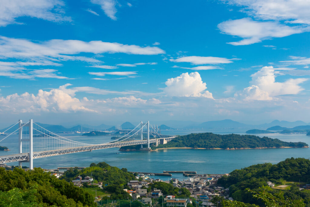 Seto Inland Sea and the Great Seto Bridge, okayama, japan